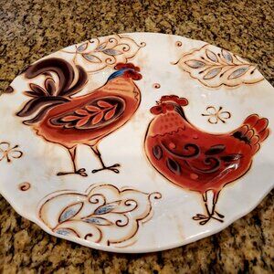 Set of 2 ~ Pier 1 Ironstone “Gallo” Dinner Plates 11 3/5 " Inch Chicken Rooster